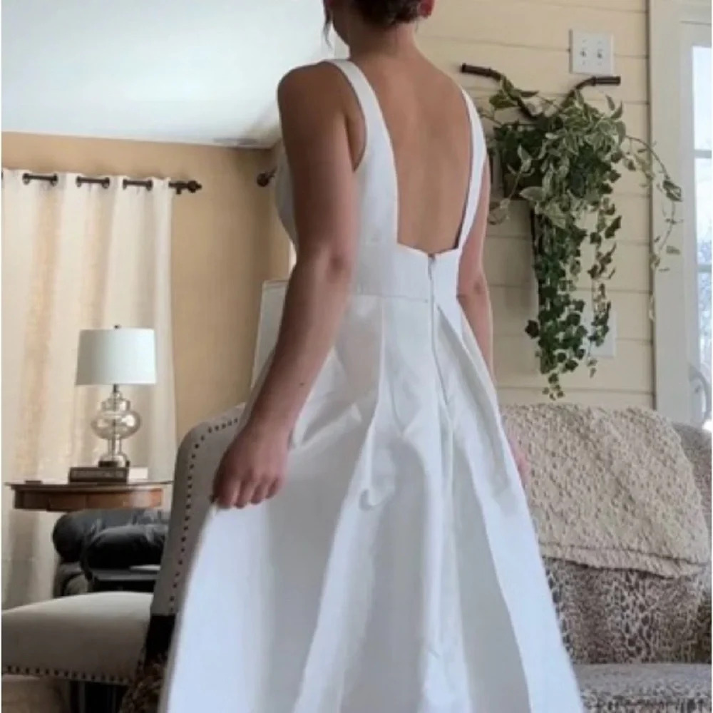 Lulus Ready For Romance Ivory Pockets White Satin Wedding Ballgown Size L # 0312 - Picture 9 of 9